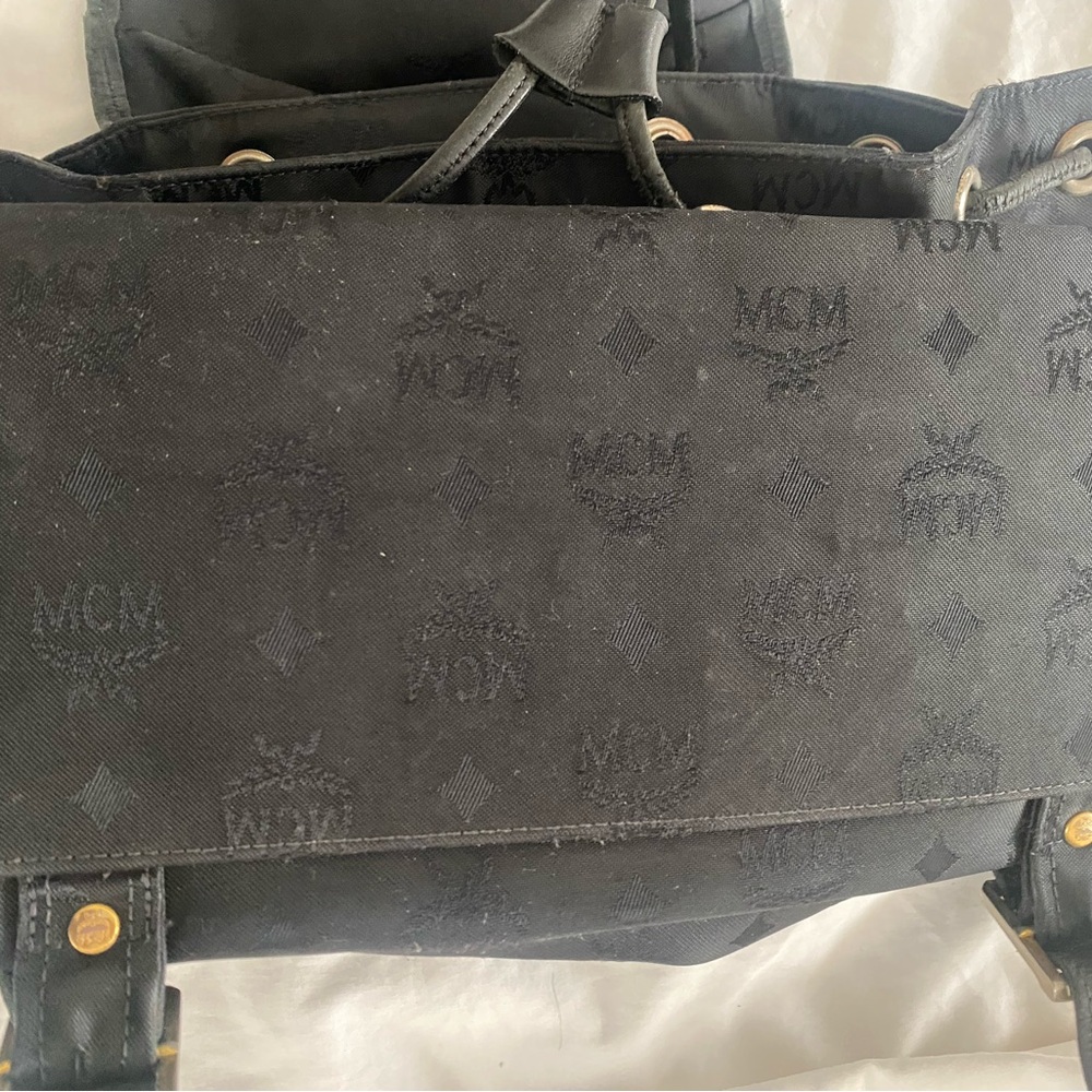 Mcm Monogram Canvas Drawstring Backpack With Gold… - image 5